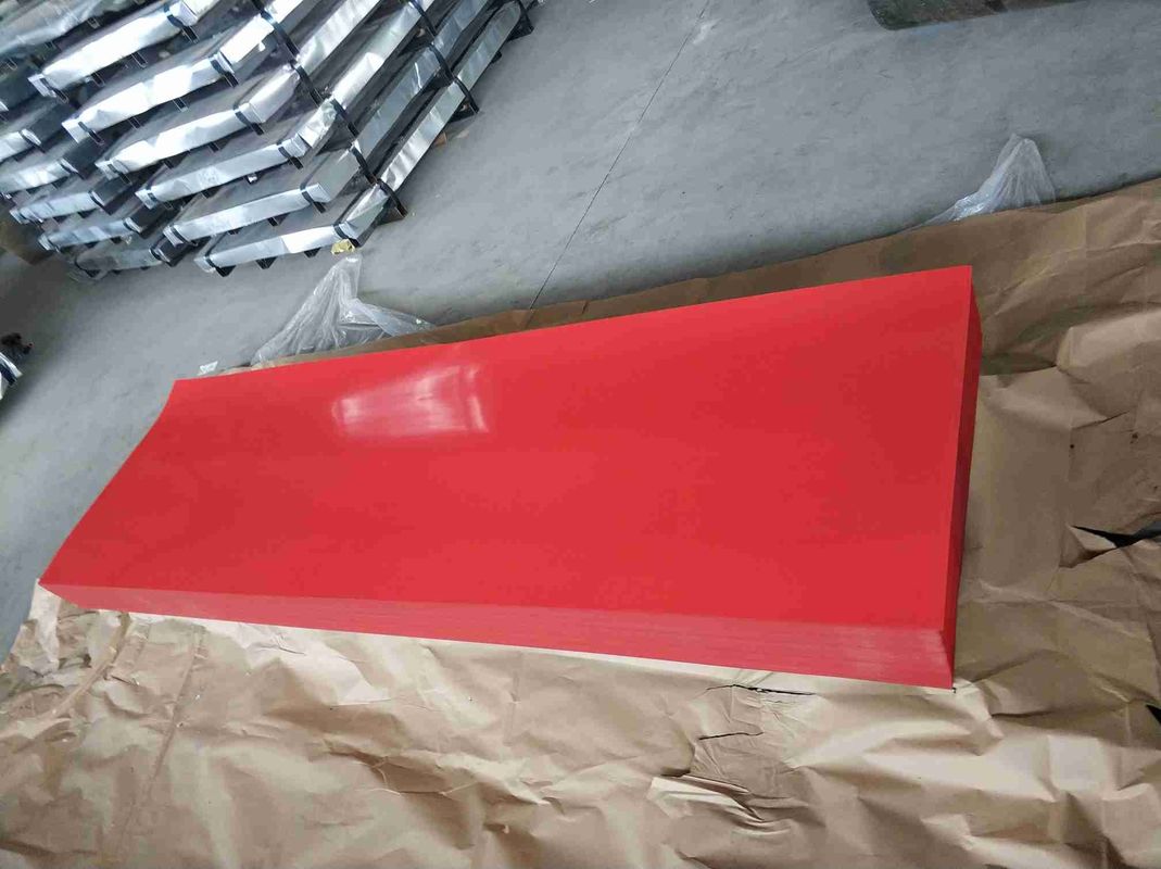 Hojas de acero corrugado de color rojo revestidas con galvalume para techos y revestimientos de paredes